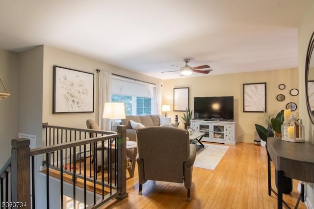 127 Walnut Ave, Franklin Twp, NJ 08873 - living room with ceiling fan and light wood-style flooring