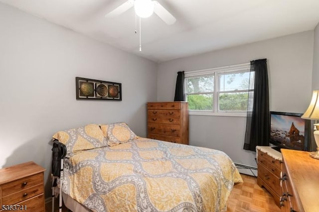 16 Hazen Rd, Mansfield Twp, NJ 07840 - bedroom with baseboard heating and ceiling fan