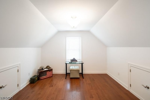42 Bluffs Ct, Hamburg Boro, NJ 07419 - bonus room featuring wood finished floors, vaulted ceiling, and baseboards