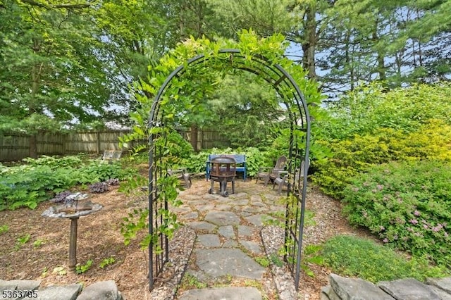 28 Douglas Dr, Washington Twp, NJ 07853 - fenced backyard featuring an outdoor fire pit