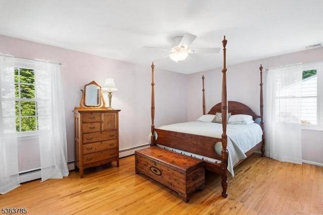 28 Douglas Dr, Washington Twp, NJ 07853 - bedroom featuring light wood finished floors, a baseboard radiator, and ceiling fan