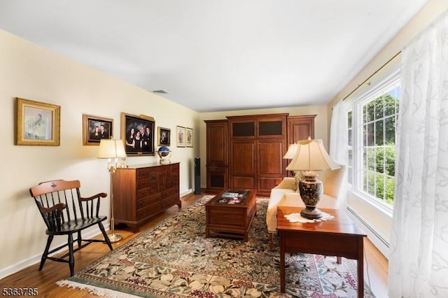 28 Douglas Dr, Washington Twp, NJ 07853 - living room featuring wood finished floors and baseboard heating