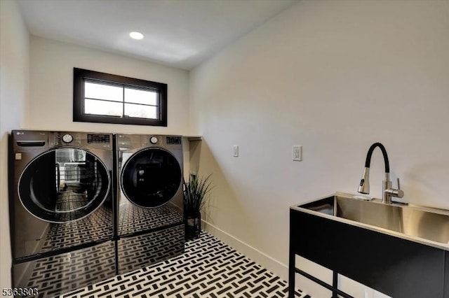 100 Hominy Hill Rd, Colts Neck Twp, NJ 07722 - washroom with separate washer and dryer and baseboards
