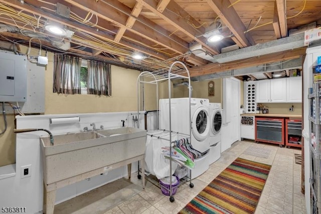 214 Glenside Pl, North Plainfield Boro, NJ 07060 - washroom with washing machine and clothes dryer and electric panel