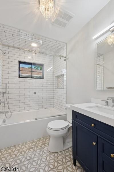 68 Irving Ave, Livingston Twp, NJ 07039 - full bathroom with a chandelier, vanity, and bathtub / shower combination