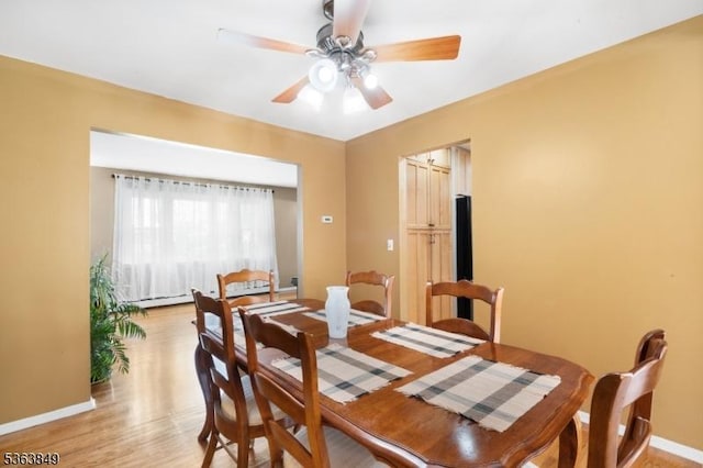 2001 Grant Ave, South Plainfield Boro, NJ 07080 - dining space featuring baseboards, light wood finished floors, and a ceiling fan