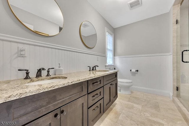10 Central Ave Unit C, Caldwell Boro Twp, NJ 07006 - full bath featuring a wainscoted wall, double vanity, and a stall shower