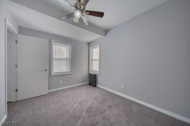 136 Willow St, Bloomfield Twp, NJ 07003 - unfurnished bedroom featuring carpet flooring, radiator heating unit, baseboards, and a ceiling fan