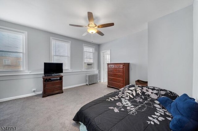 136 Willow St, Bloomfield Twp, NJ 07003 - carpeted bedroom with radiator, a ceiling fan, and baseboards