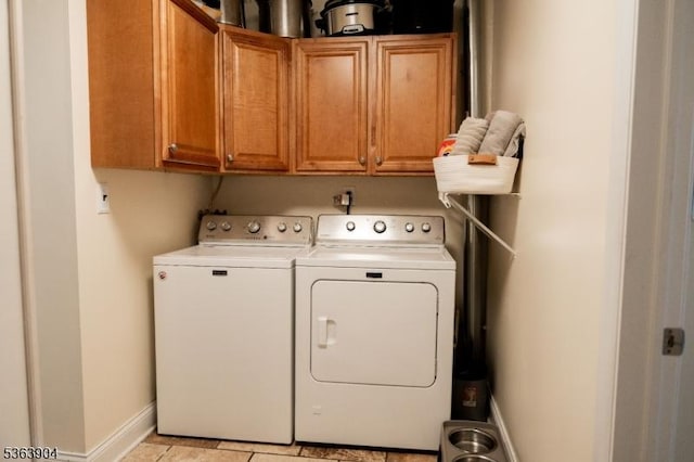 2 Monsey Rd, Raritan Twp, NJ 08822 - laundry area featuring independent washer and dryer, cabinet space, and baseboards