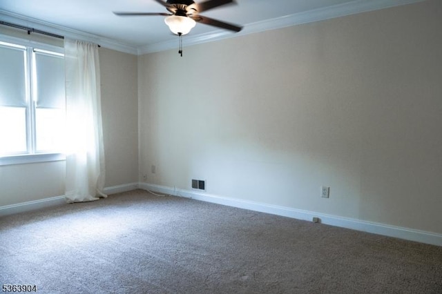 2 Monsey Rd, Raritan Twp, NJ 08822 - spare room with a ceiling fan, crown molding, and carpet flooring