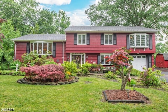 158 Fieldcrest Rd, Parsippany-Troy Hills Twp, NJ 07054 - split level home featuring asphalt driveway, an attached garage, and a front lawn