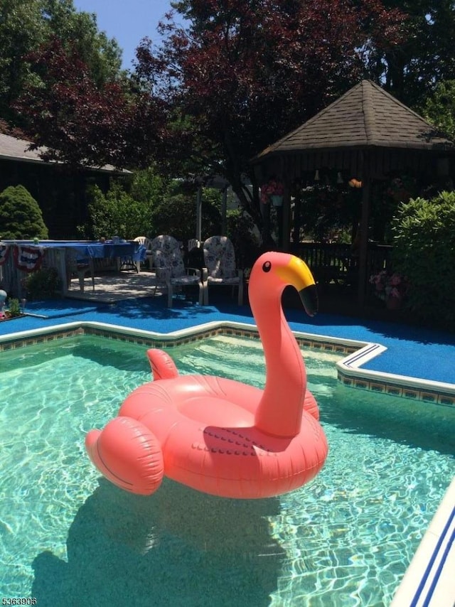 158 Fieldcrest Rd, Parsippany-Troy Hills Twp, NJ 07054 - outdoor pool with a gazebo and a patio area