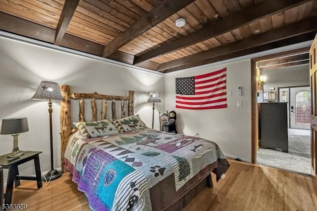 23 Panorama Dr, Vernon Twp, NJ 07461 - bedroom featuring a wood ceiling with exposed beams and wood finished floors