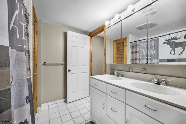 23 Panorama Dr, Vernon Twp, NJ 07461 - full bath with double vanity, tile patterned flooring, and curtained shower