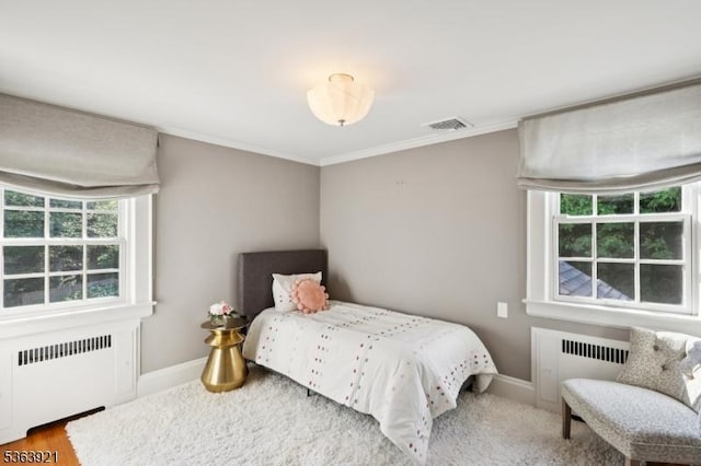 75 Farley Rd, Millburn Twp, NJ 07078 - bedroom featuring radiator heating unit and ornamental molding