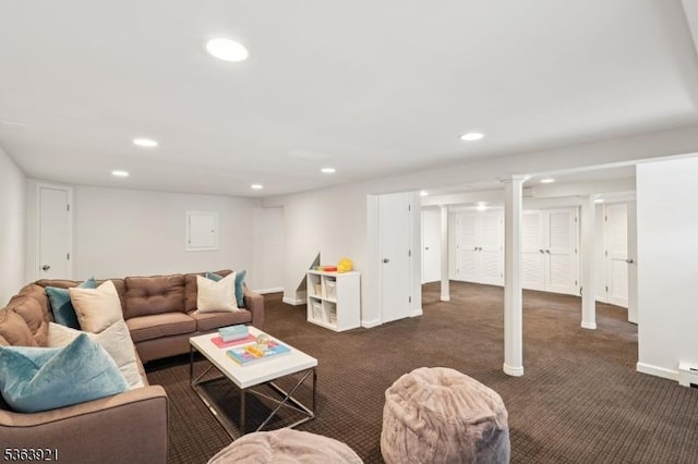 75 Farley Rd, Millburn Twp, NJ 07078 - living area with dark colored carpet and recessed lighting