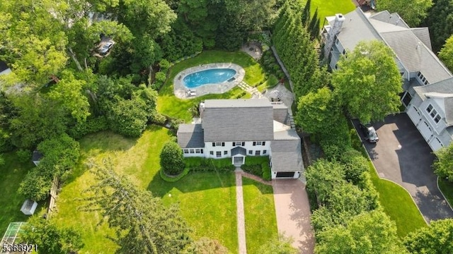 75 Farley Rd, Millburn Twp, NJ 07078 - drone / aerial view of a pool area