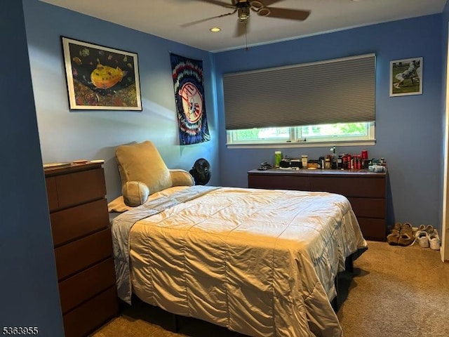 85 Stonehenge Ter, Clark Twp, NJ 07066 - carpeted bedroom with a ceiling fan and recessed lighting
