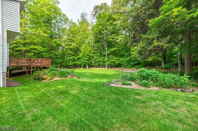 46 Deerfield Dr, Hardyston Twp, NJ 07416 - view of green lawn with a deck