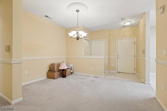 5003 Brookfield Glen Dr, White Twp, NJ 07823 - spare room with carpet flooring and a chandelier