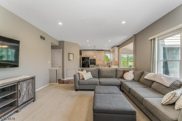 1611 Adams Dr, Greenwich Twp, NJ 08886 - living area featuring recessed lighting and light carpet