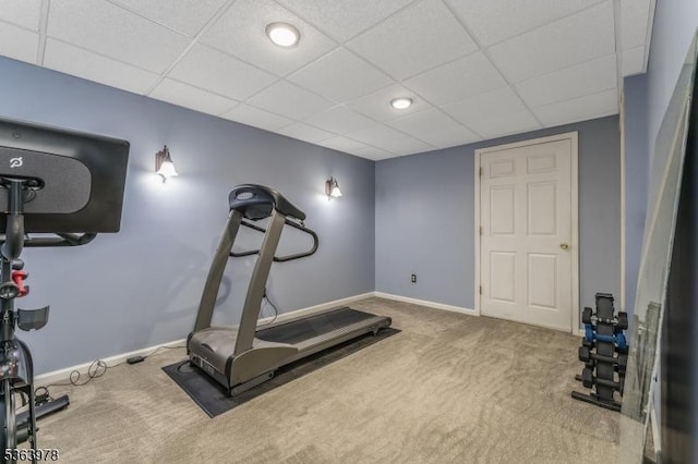 1611 Adams Dr, Greenwich Twp, NJ 08886 - exercise area with carpet floors and a paneled ceiling
