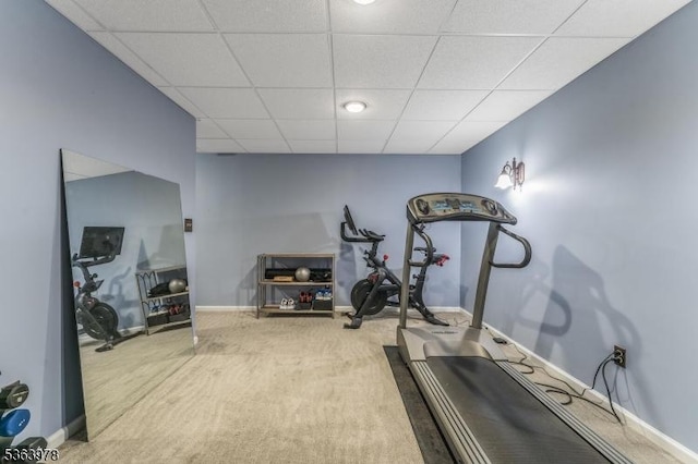 1611 Adams Dr, Greenwich Twp, NJ 08886 - workout area featuring carpet and a paneled ceiling