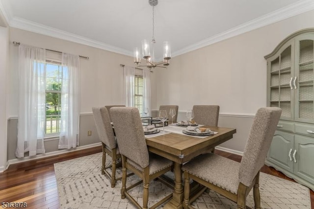1611 Adams Dr, Greenwich Twp, NJ 08886 - dining area featuring a chandelier, ornamental molding, and hardwood / wood-style floors