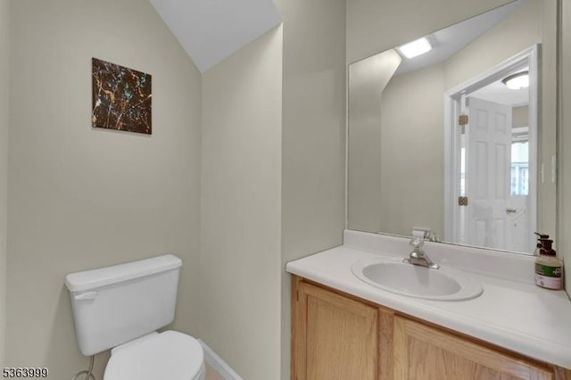 143 Canal Way, Hackettstown Town, NJ 07840 - bathroom featuring vanity and vaulted ceiling