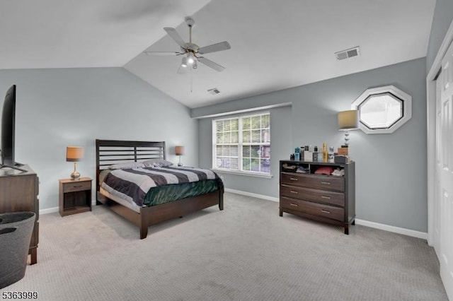 143 Canal Way, Hackettstown Town, NJ 07840 - bedroom featuring lofted ceiling, light colored carpet, and ceiling fan