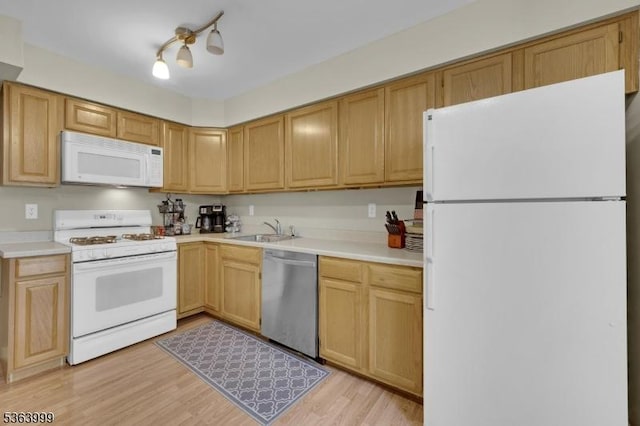 143 Canal Way, Hackettstown Town, NJ 07840 - kitchen with white appliances, light countertops, and light wood-style floors