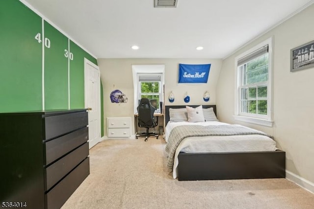 64 Mckinley Ave, West Caldwell Twp, NJ 07006 - bedroom featuring light carpet, recessed lighting, crown molding, and an office area