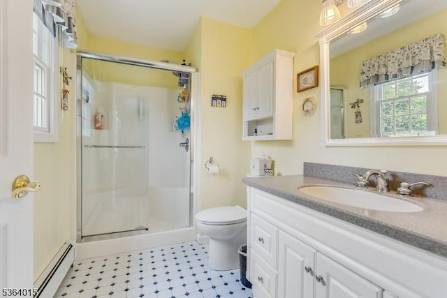 31 Arthur Ave, Andover Twp, NJ 07860 - full bathroom with a baseboard radiator, a stall shower, and vanity