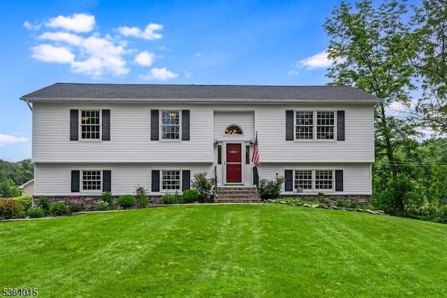 31 Arthur Ave, Andover Twp, NJ 07860 - split foyer home with a front lawn and stone siding