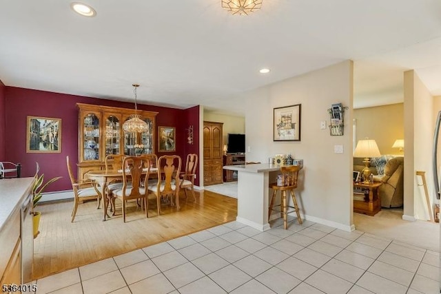 31 Arthur Ave, Andover Twp, NJ 07860 - dining area with light tile patterned floors, recessed lighting, and baseboard heating