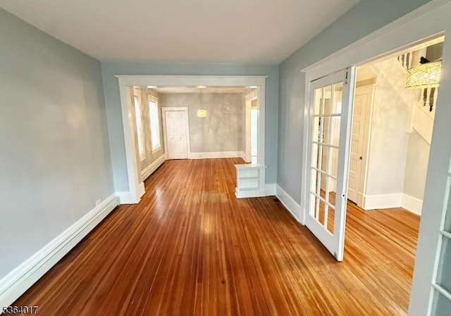 191 Summit Ave, Phillipsburg Town, NJ 08865 - corridor with a baseboard radiator, wood finished floors, and french doors
