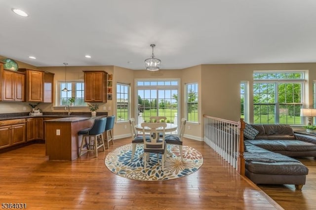 13 Highlands Way, Lopatcong Twp, NJ 08865 - dining room featuring plenty of natural light, hardwood / wood-style flooring, a chandelier, and recessed lighting