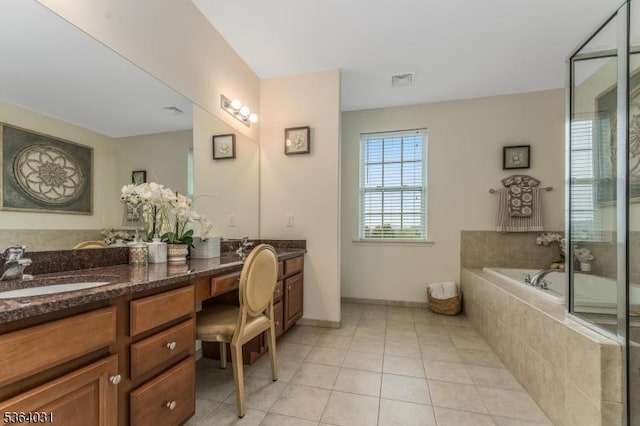 13 Highlands Way, Lopatcong Twp, NJ 08865 - bathroom featuring double vanity, tile patterned floors, and a bath