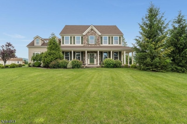 13 Highlands Way, Lopatcong Twp, NJ 08865 - colonial house featuring a porch and a front lawn
