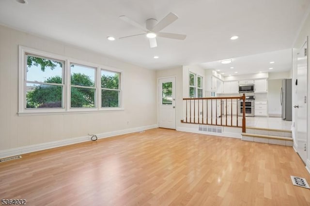 129 Jockey Hollow Way, Union Twp, NJ 07083 - empty room with light wood-style floors, ceiling fan, and recessed lighting