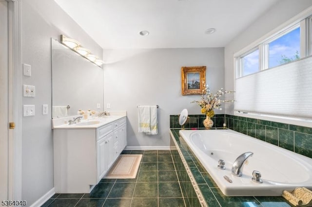 31 Deer Path, Hillsborough Twp, NJ 08844 - full bathroom with double vanity, a tub with jets, and tile patterned floors