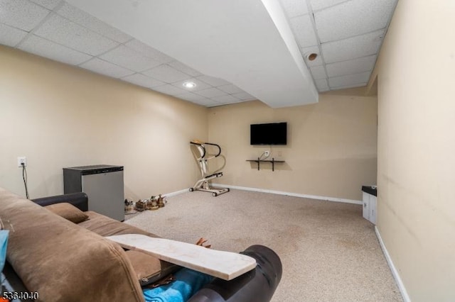 31 Deer Path, Hillsborough Twp, NJ 08844 - living room featuring a drop ceiling, carpet floors, and recessed lighting