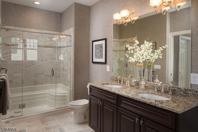 4 Leidl Cir, Hillsborough Twp, NJ 08844 - full bathroom with double vanity, a chandelier, and a shower stall