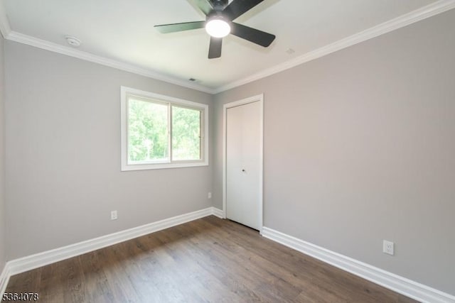 2 Falkenstein Dr Unit 10, Vernon Twp, NJ 07462 - spare room featuring ceiling fan, wood finished floors, crown molding, and a smoke detector