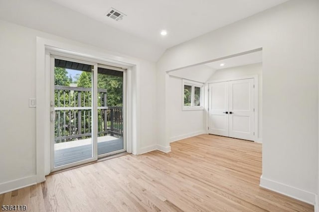 24 Tuers Pl, Montclair Twp, NJ 07043 - spare room with light wood-style flooring, plenty of natural light, lofted ceiling, and recessed lighting