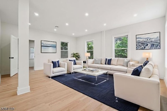 24 Tuers Pl, Montclair Twp, NJ 07043 - living room featuring light wood-style flooring and recessed lighting