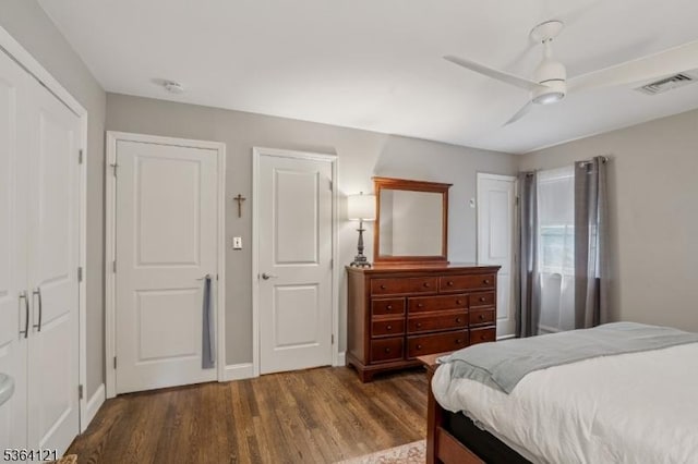 198 Pittsford Way, New Providence Boro, NJ 07974 - bedroom featuring dark wood finished floors and ceiling fan