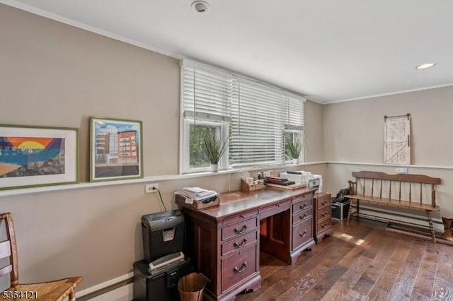 198 Pittsford Way, New Providence Boro, NJ 07974 - office space with dark wood-style flooring, ornamental molding, and recessed lighting