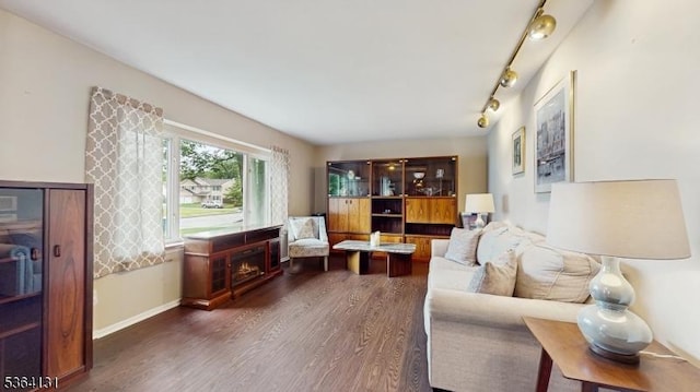 505 Sheppard Ct, Hillsborough Twp, NJ 08844 - living area featuring dark wood-style floors and track lighting